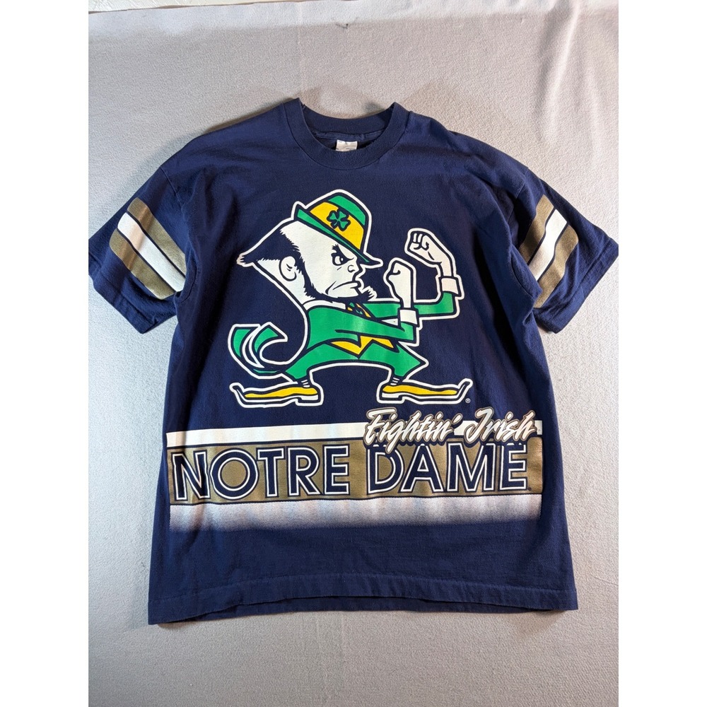 Vintage Salem Sportswear Notre Dame‎ Fighting Irish T Shirt XL Navy Blue 90s USA